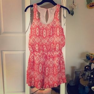 Target coral and white romper